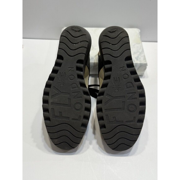 Fly London Ylfa Slingback Wedge Black Leather Lace Tie Women Sandals Sz 9 EU 40 - Picture 10 of 13